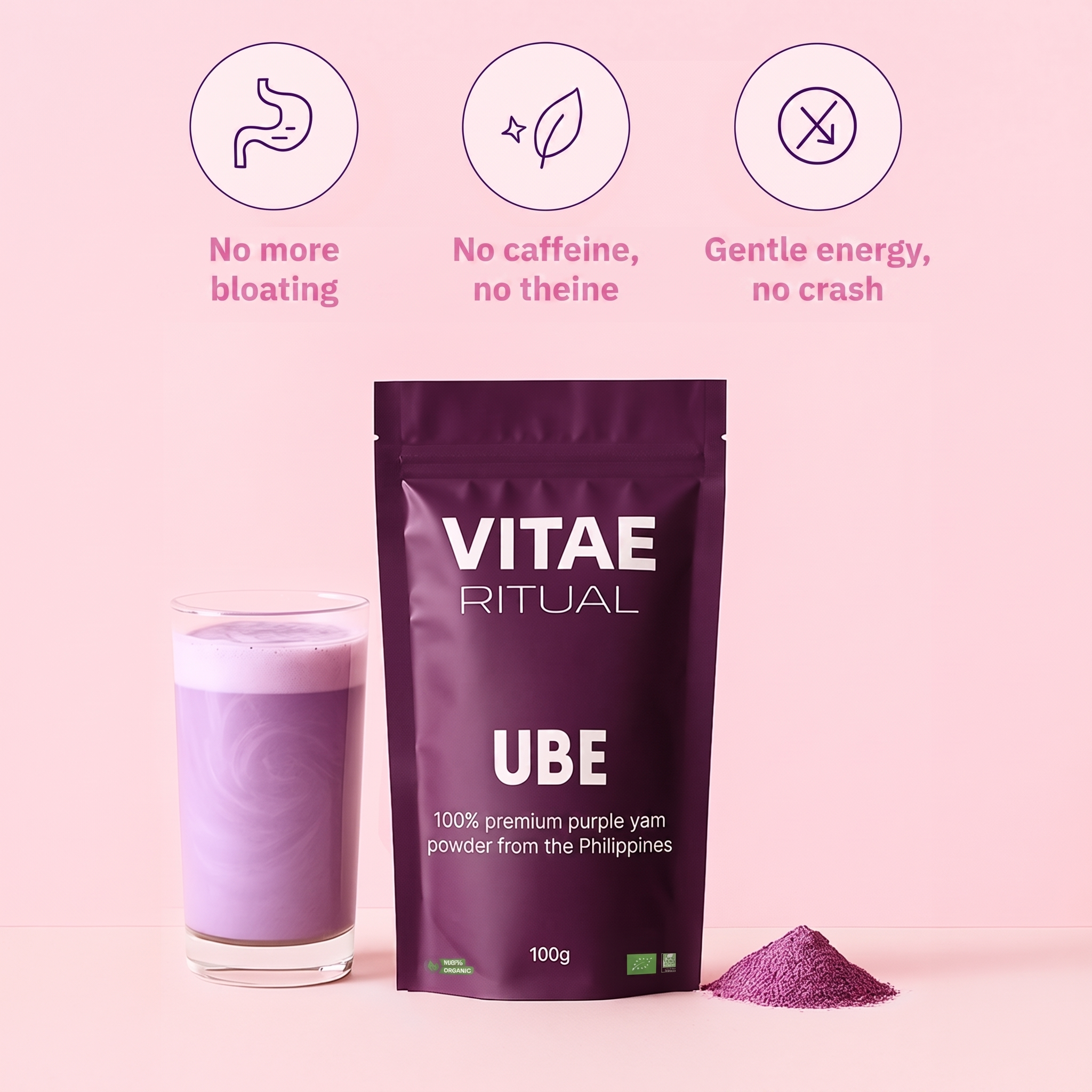 Ube Latte: no bloating, no caffeine, gentle energy
