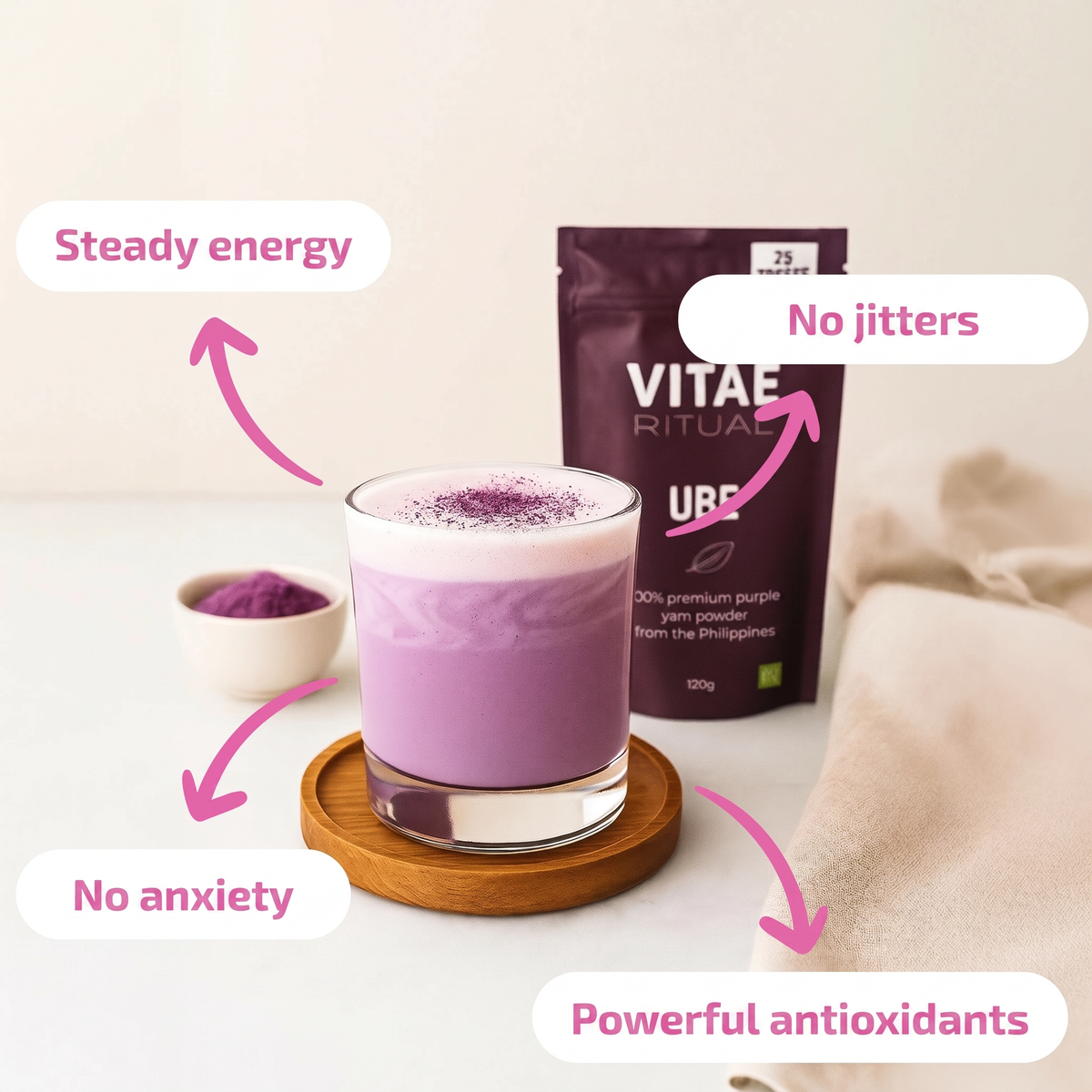 Ube Latte: steady energy, no jitters, antioxidants